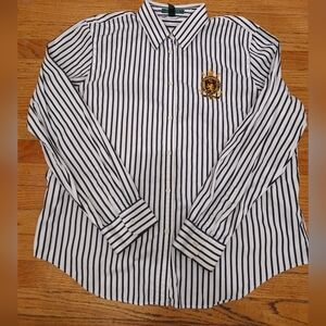 Ralph Lauren Black and White Striped Casual Shirt Size XL